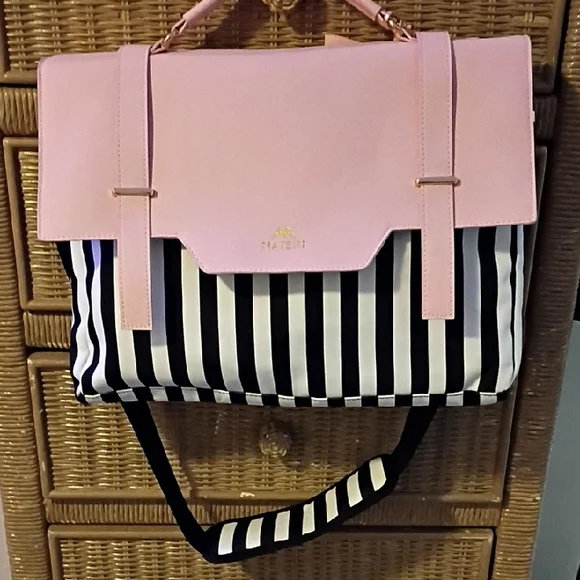 Pink and Black Striped Women's Computer Bag Case - Picture 6 of 10